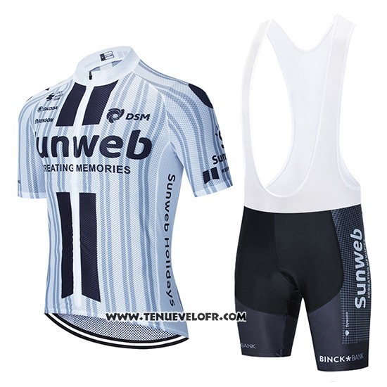 2020 Maillot Ciclismo Sunweb Blanc Noir Manches Courtes et Cuissard